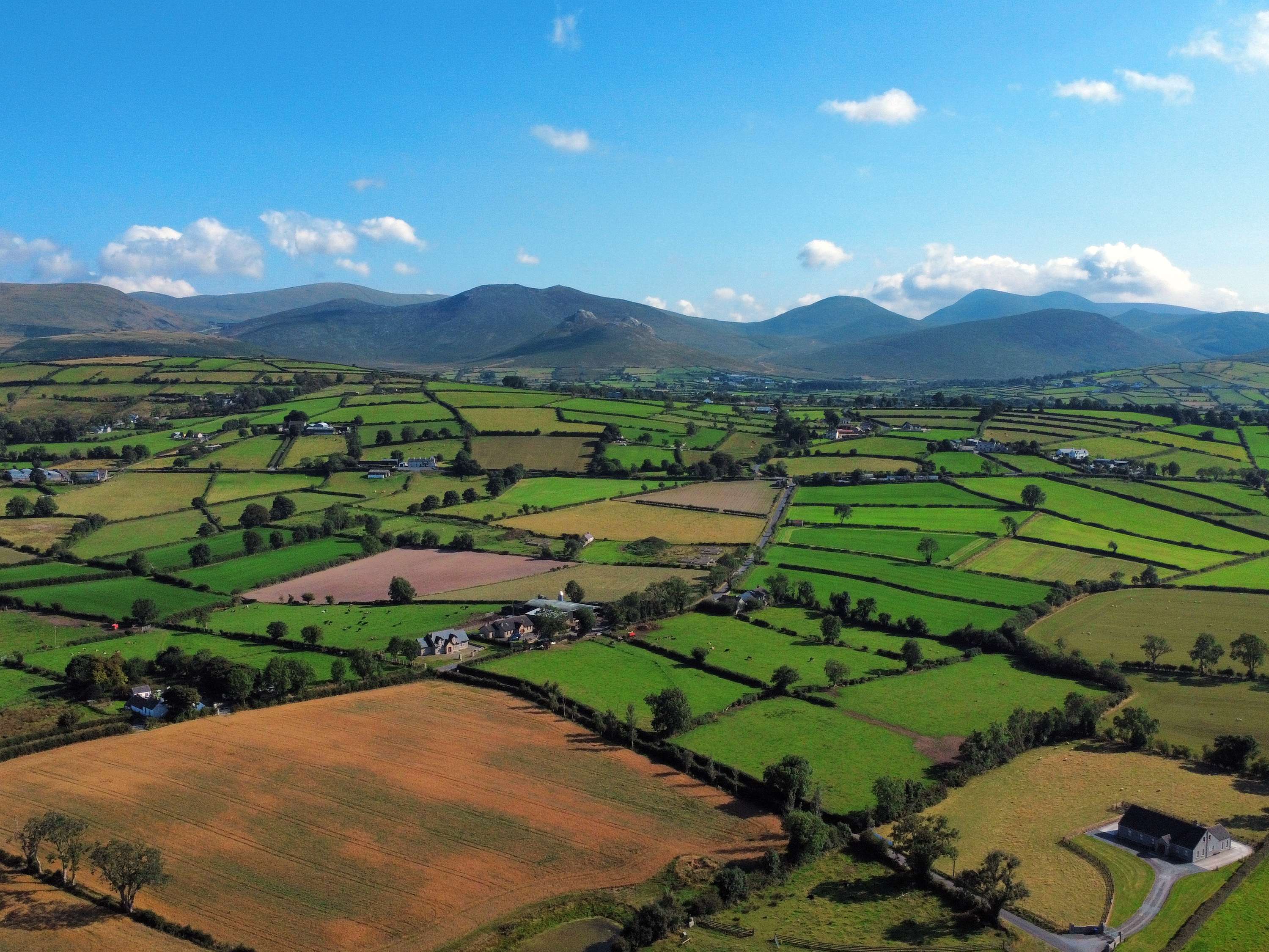 Aerial view of Irish countryside